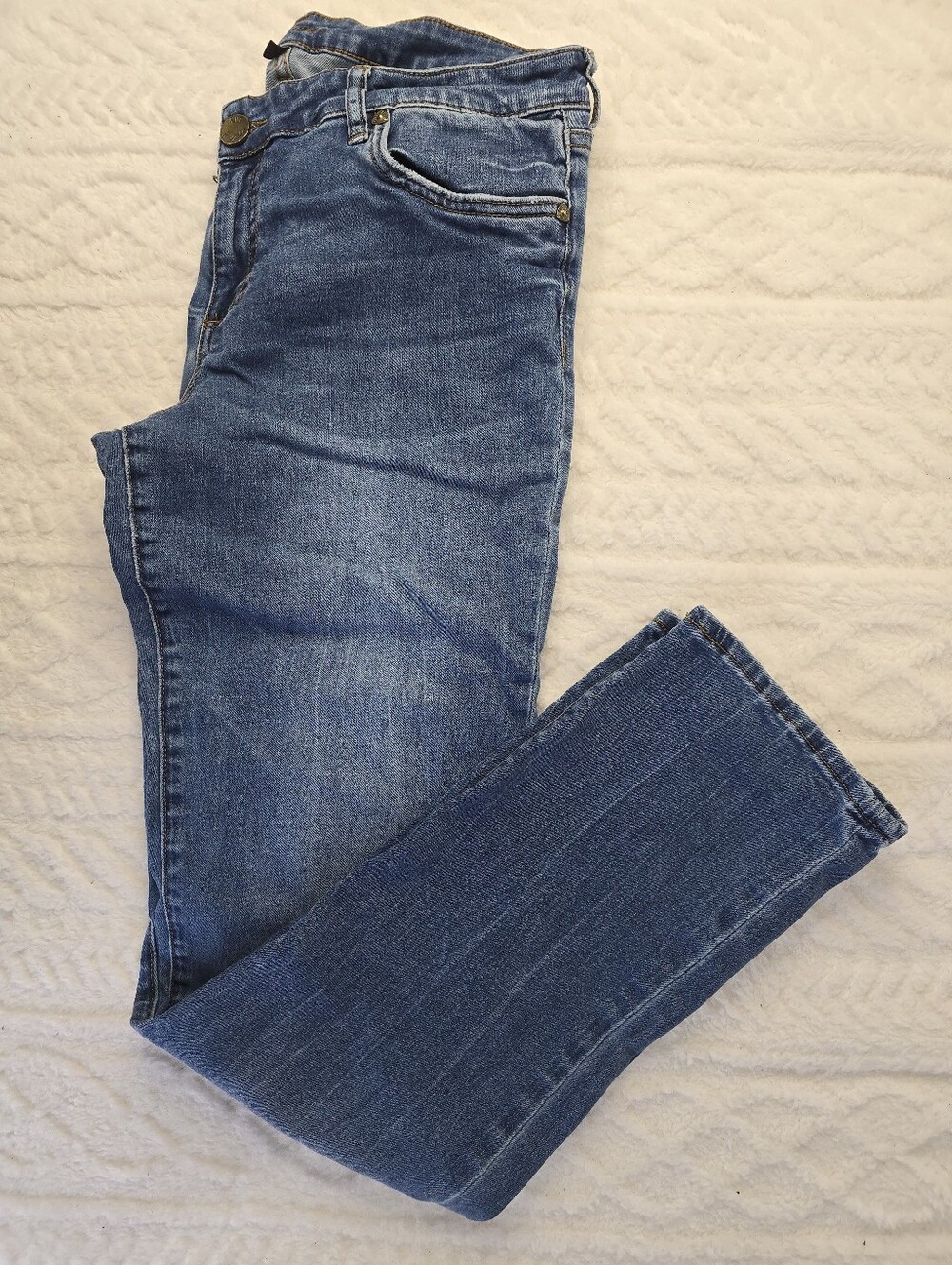 KUT from the Kloth Boyfriend Jeans Blue Medium Wash Mid Rise Straight Leg 12